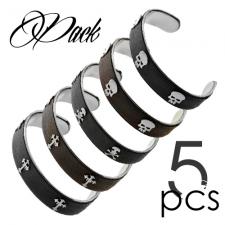 Wholesale Package of Steel and Leather Bangles