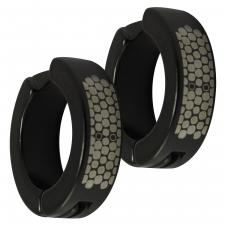 Stainless Steel Black PVD Hive Design fake huggie Earring 
