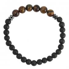 Lava Beaded Bracelet with Tiger Eye Beads
