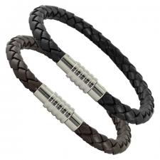 Leather Braided Bracelet with Magnetic Twist Clasp 