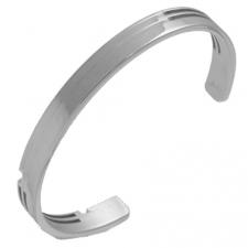 Stainless Steel Bangle With Cut Out Lines Design