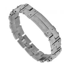 Modern Stainless Steel Distressed Finish Bracelet With Rivets.