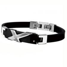Stainless Steel And Rubber Bracelet With Black PVD ID Plate