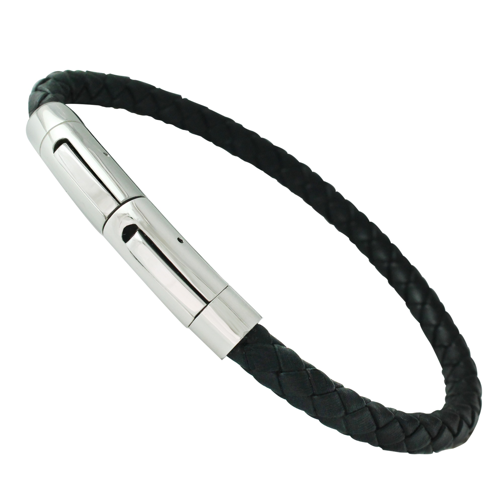 Braided Leather Bracelet with Stainless Steel  Clasp