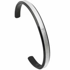 Very Nice Sand Brushed Stainless Steel Bangle With Black PVD And Small CZ