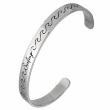 Stainless Steel Bangle with Etched Waves