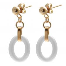 Oval Links Ceramic and Rose Steel earrings