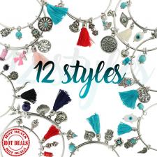 Assortment of 36 Charm Bangles - 12 Styles For $3 Per Piece