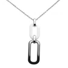 Black and White Ceramic Necklace with Sterling Silver 925