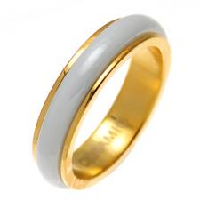 White Ceramic and Gold PVD Stainless Steel Spinner Ring