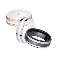 ceramic and steel striped ring