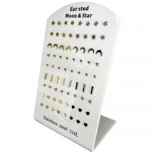 Stainless Steel Gold Minimalist Earrings Stud Display (36 Pairs)