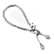 Stainless Steel Chain Bracelet with Hearts