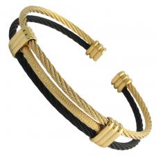 Black and Gold Stainless Steel Cable Bracelet