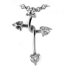 Wonderful Stainless Steel Cross with Jeweled Hearts at the Ends