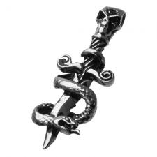 Stainless Steel Sword Shape Pendant with Snake around it
