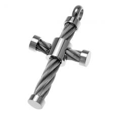 Cable Cross Pendant in Steel