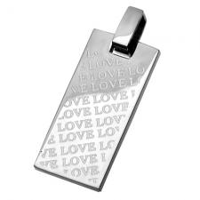 Stainless Steel Rectangular Pendant with LOVE word engraved
