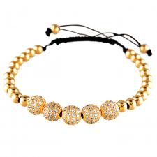Gold Shamballa Bracelet with Micro Pave Beads
