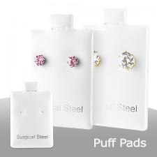 Earings Puff Pads. Surgical Steel Inprinted Puff Pads