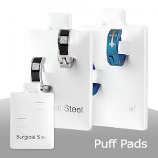 Surgical Steel Inprinted Puff Pads. 1 Pack comes with 100pcs
