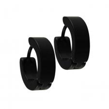 Stainless Steel  Black PVD Hoop Earrings
