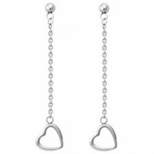 Stainless Steel Earrings With Dangling Heart Charm