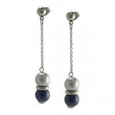 Stainless Steel Earring With Ornamental Dangling Pearls