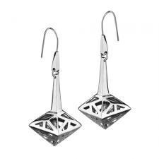 Stainless Steel Earrings with Cut Out Prism Shape Design
