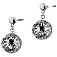 Stainless Steel Ball Earrings with Cut Out Design