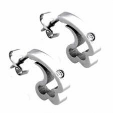 Pair jeweled stainless steel earrings - Curves with stone