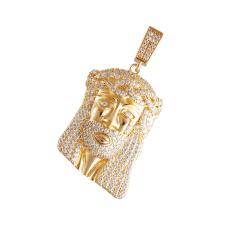 Gold Color Micro Pave Crying Jesus Pendant