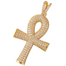 Gold Color Jeweled Pave Setting ANKH