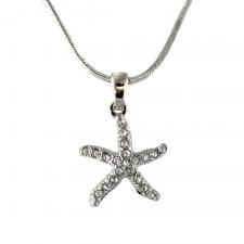 Fashion Necklace with Jeweled Starfish Pendant