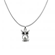 Fashion Necklace with Jeweled Owl Pendant
