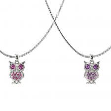 Fashion Necklace with Jeweled Owl Pendant-