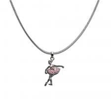 Fashion Snake Link Necklace with Jeweled Ballerina Charm