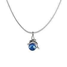 Fashion Necklace with Jeweled Dolphin Pendant