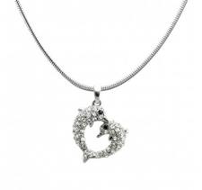 Fashion Snake Necklace with Jeweled Two Dolphin Charm