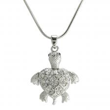 Jeweled Heart Turtle Necklace