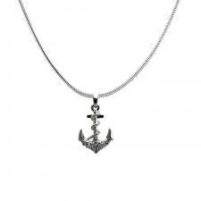 Fashion Necklace with Jeweled Anchor Pendant