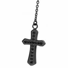 Jeweled Stainless Steel Cross Pendant