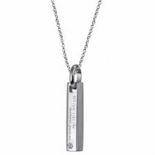 Silver PVD Coated Stainless Steel Pendant With Inscription