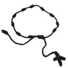 Black Thread Rosary Adjustable Bracelet