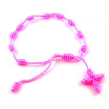 Pink Thread Rosary Adjustable Bracelet