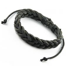 Adjustable Black Braided Leather Bracelet