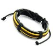 Adjustable Leather Bracelet with Yellow-Brown-Black Wrapped Straps