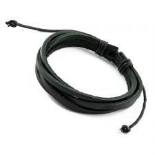 Adjustable Leather Bracelet with Black Conjoined Straps