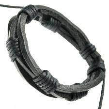 Black Leather Bracelet with Straps