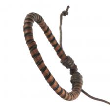 Brown Leather Bracelet with Black Stripes
